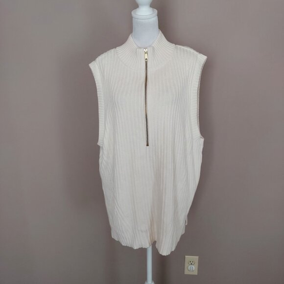 Talbots Ribbed Half-Zip Cream Sweater Vest Size 2X NWOT - Picture 5 of 10